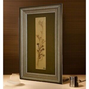 Retro Framed Signed Lucite Acrylic Pressed Floral Flower Wall Art Velour Mount